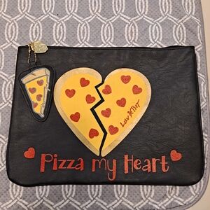 Betsey Johnson Luv Betsey Black 'Pizza My Heart' Clutch Makeup Bag